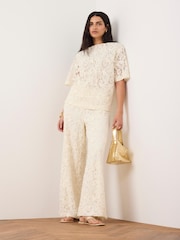 Mint Velvet White Lace Wide Leg Trousers - Image 2 of 7