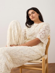 Mint Velvet White Lace Wide Leg Trousers - Image 5 of 7