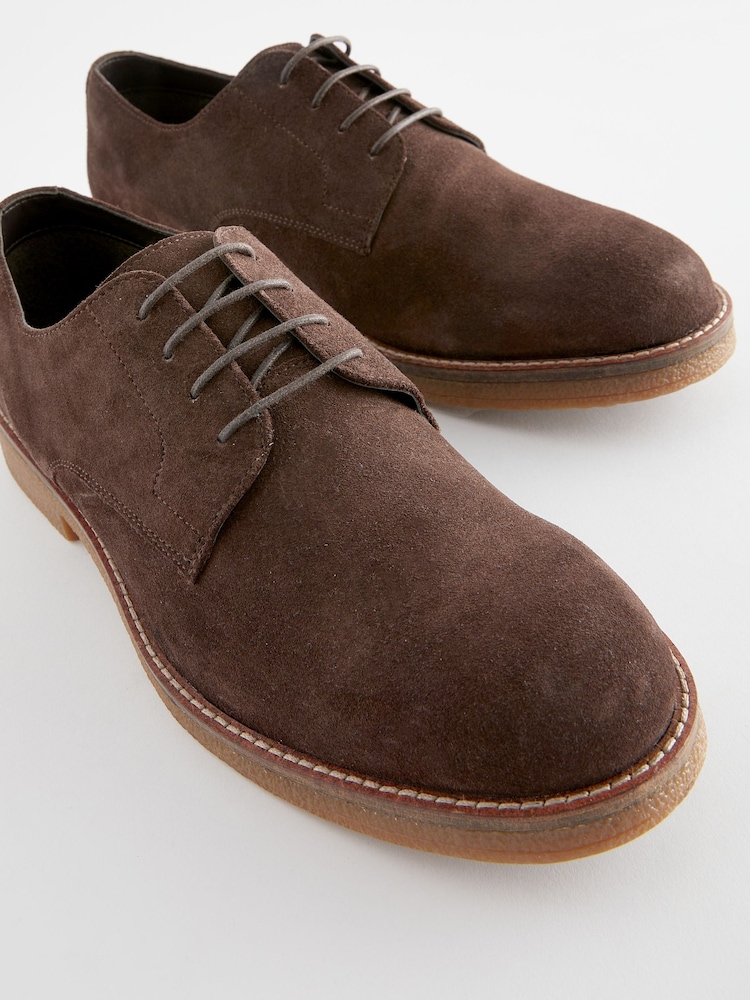 Brun - Chaussures derby épaisses en daim - Image 4 of 6