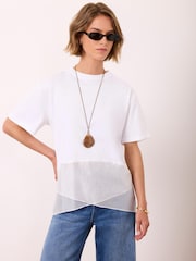 Mint Velvet White Cotton Mix T-Shirt - Image 5 of 7