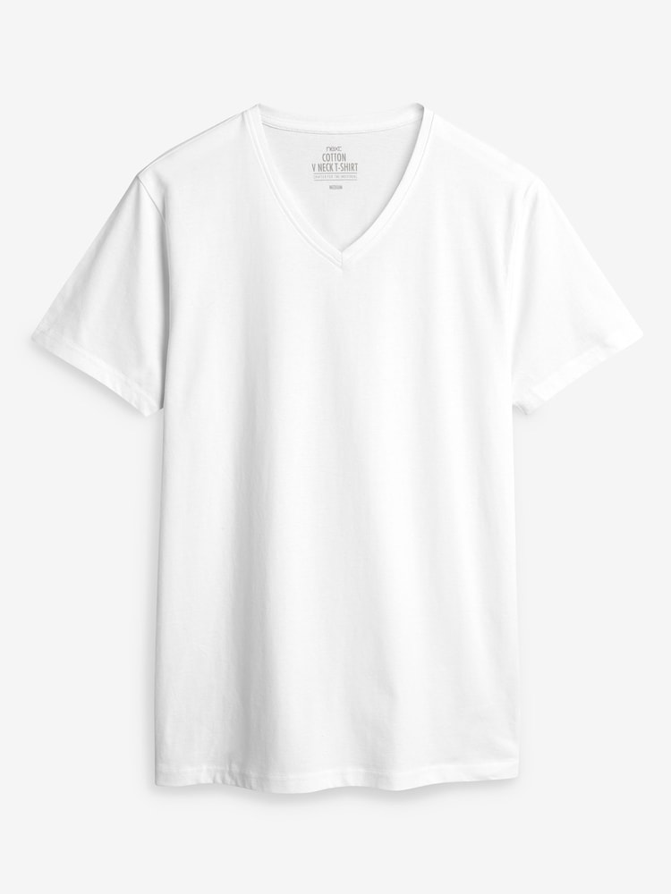 Mixed Regular Fit 100% Cotton V-Neck Underwear T-Shirts 5 Pack - Image 12 of 12