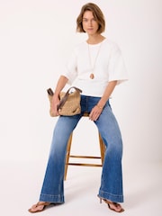 Mint Velvet White Cotton Ruched Waist T-Shirt - Image 4 of 7