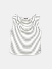 Mint Velvet White Stripe Cowl Neck Top - Image 7 of 8