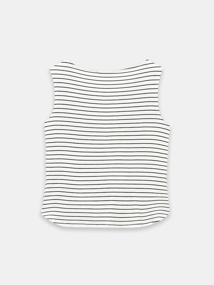 Mint Velvet White Stripe Cowl Neck Top - Image 8 of 8