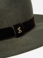 Joules Maude Khaki Green Wool Fedora Hat - Image 5 of 5