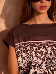 Mint Velvet Brown Floral Print Top - Image 4 of 8