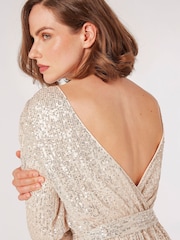 Apricot Cream Sequin Batwing Dress - Image 4 of 4