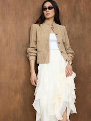 Mint Velvet Cream Ruffle Midi Skirt - Image 4 of 7