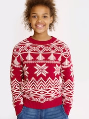The Little Tailor Red Cotton Winter Fairisle Christmas Jumper - Image 3 of 7