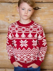 The Little Tailor Red Cotton Winter Fairisle Christmas Jumper - Image 7 of 7
