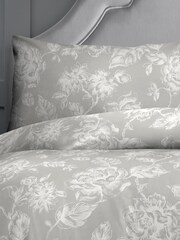 Dreams & Drapes Grey Mishka Vintage Floral Duvet Cover and Pillowcase Set - Image 2 of 4