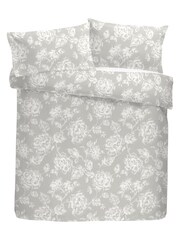 Dreams & Drapes Grey Mishka Vintage Floral Duvet Cover and Pillowcase Set - Image 4 of 4