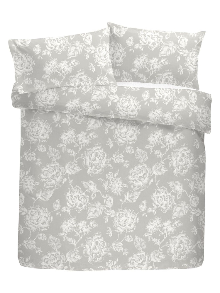 Dreams & Drapes Grey Mishka Vintage Floral Duvet Cover and Pillowcase Set - Image 4 of 4 Dreams & Drapes Grey Mishka Vintage Floral Duvet Cover and Pillowcase Set - Image 4 of 4