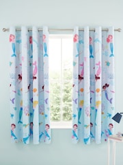 Catherine Lansfield Mermaid Reversible Lined Eyelet Curtains - Imagem 2 de 3