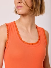 Mint Velvet Orange Crochet Trim Tiered Midi Dress - Image 6 of 8