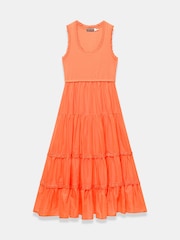 Mint Velvet Orange Crochet Trim Tiered Midi Dress - Image 7 of 8