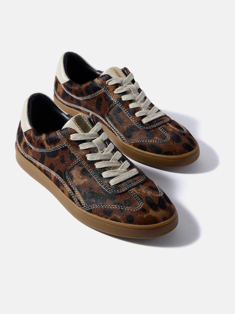 Mint Velvet Brown Jen Animal Print Textured Trainers - Image 2 of 4