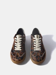 Mint Velvet Brown Jen Animal Print Textured Trainers - Image 3 of 4
