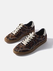 Mint Velvet Brown Jen Animal Print Textured Trainers - Image 4 of 4