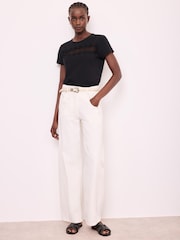 Mint Velvet Black Lace Trim T-Shirt - Image 5 of 7