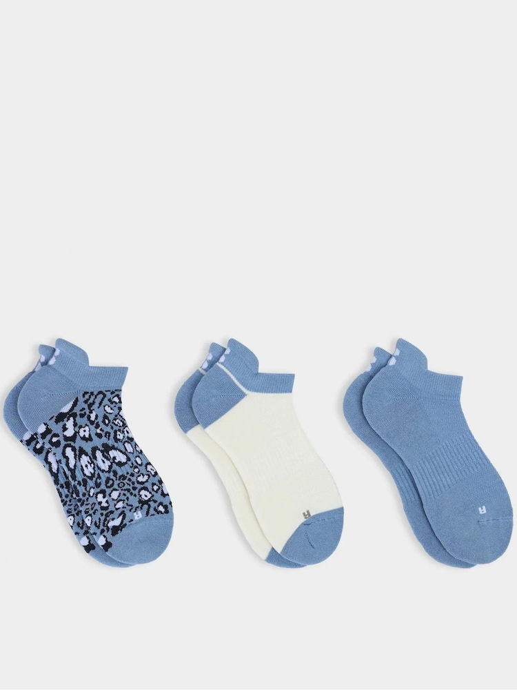 Sweaty Betty Blue Workout Trainer Socks 3 Pack - Image 1 of 4
