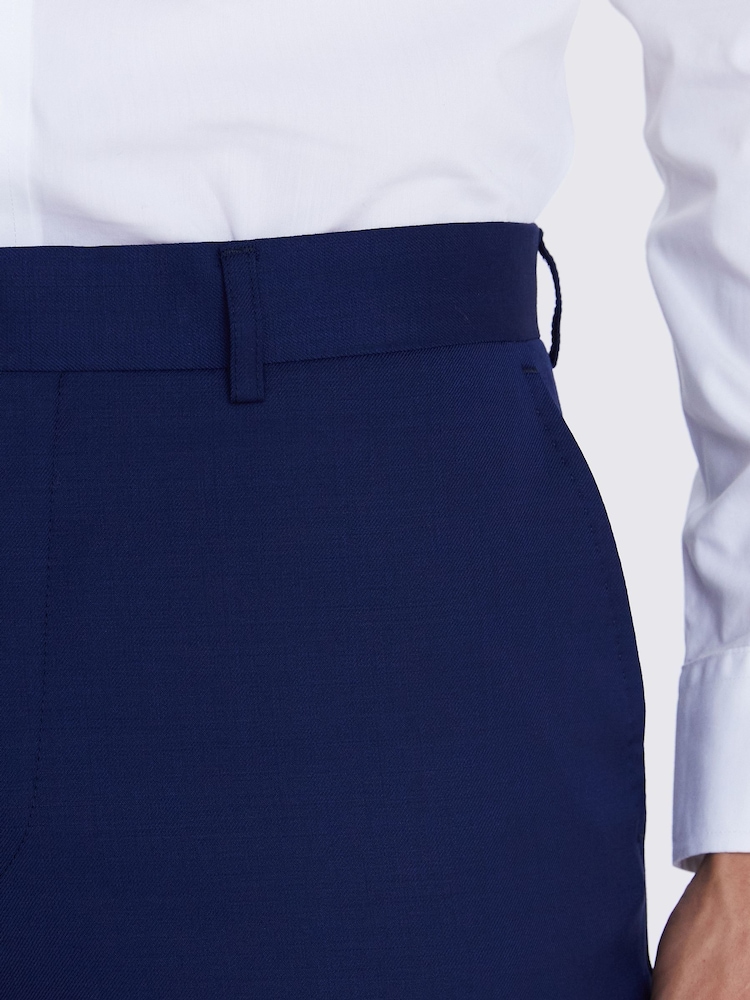 MOSS Navy Blue Tailored Fit Twill Suit Trousers - Image 3 of 4