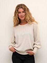 Kaffe Regina Metallic Knit Pullover White Jumper - Image 1 of 6