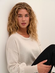 Kaffe Regina Metallic Knit Pullover White Jumper - Image 4 of 6