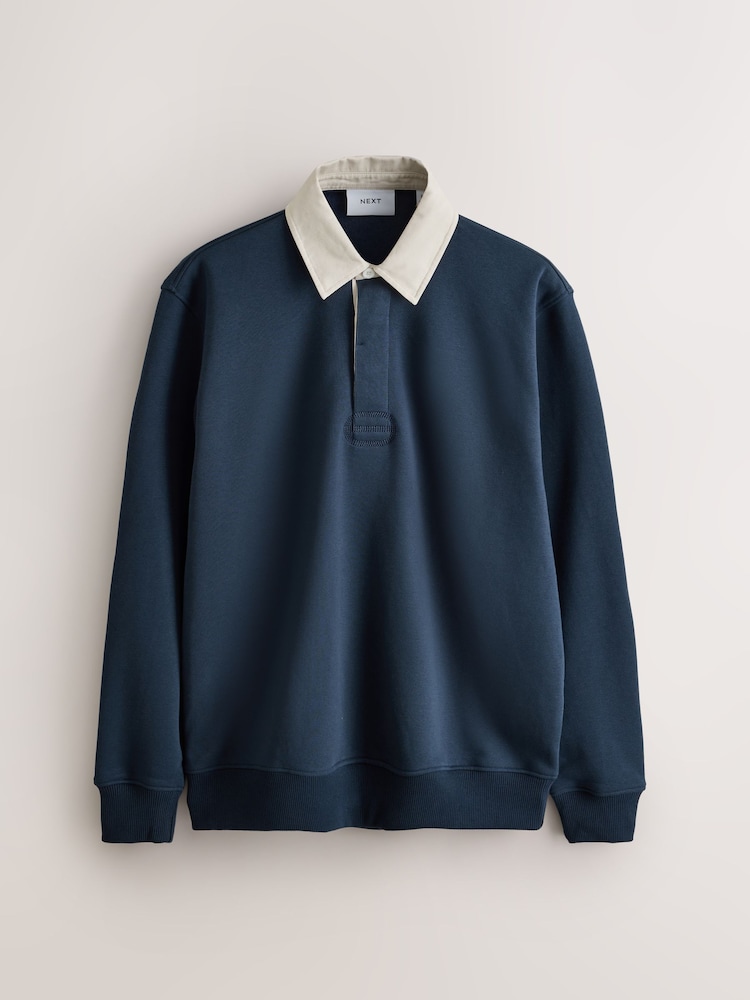 Navy Blue Rugby Polo Sweatshirt - Image 1 of 3 Navy Blue Rugby Polo Sweatshirt - Image 1 of 3