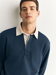 Navy Blue Rugby Polo Sweatshirt - Image 6 of 9
