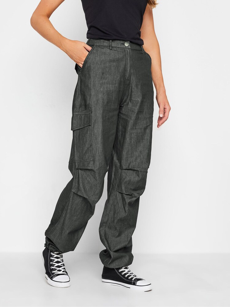 Long Tall Sally Black Parachute Trousers - Image 1 of 4