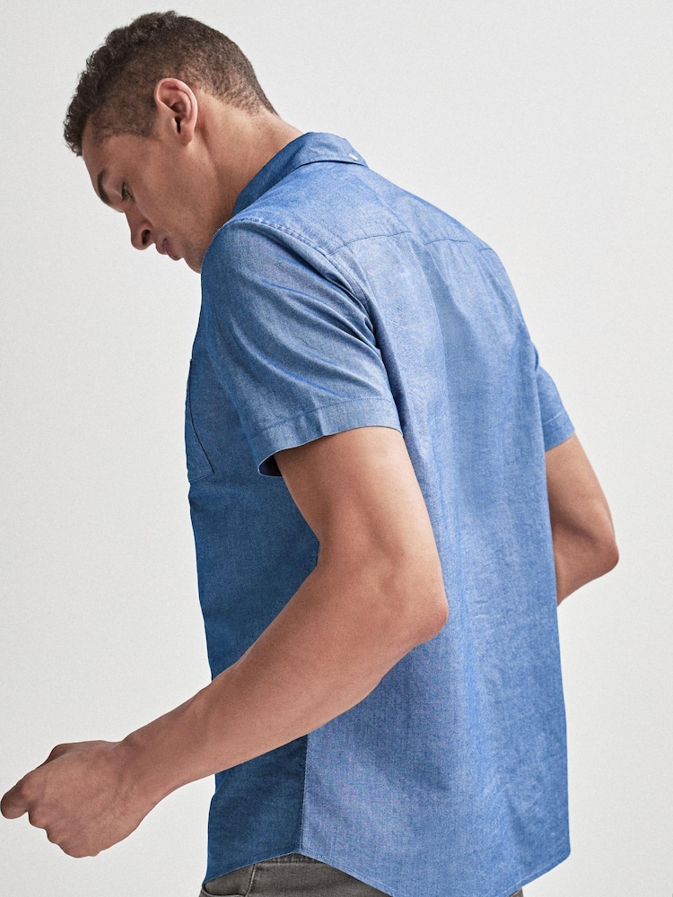 Blue Short Sleeve Oxford Shirt - Image 2 of 5