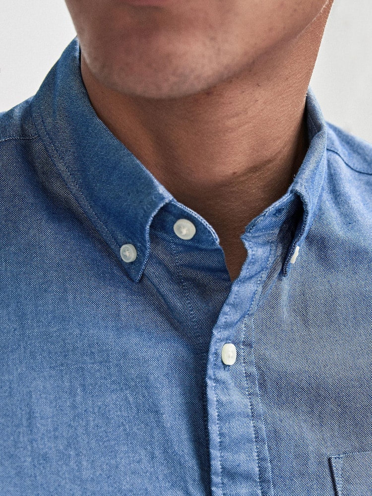 Bleu - Chemise Oxford standard à manches courtes - Image 3 of 5