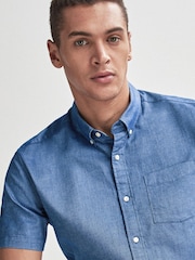 Blue Short Sleeve Oxford Shirt - Image 4 of 5