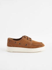 Tan Brown Lace Up Boat Shoes - Image 2 of 6