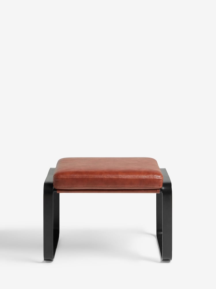 French Connection Conkor Brown Quartz Leather Look Footstool - Image 2 of 5