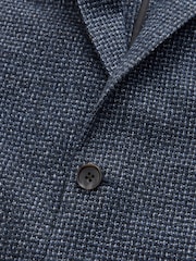 Navy Blue Brushed Check Blazer With Wool - Image 10 of 13