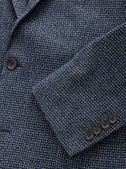 Navy Blue Brushed Check Blazer With Wool - Image 11 of 13