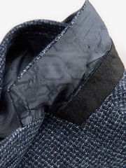 Navy Blue Brushed Check Blazer With Wool - Image 13 of 13