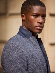 Navy Blue Brushed Check Blazer With Wool - Image 5 of 13