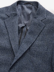 Navy Blue Brushed Check Blazer With Wool - Image 9 of 13