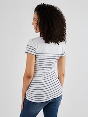 JoJo Maman Bébé White Navy Stripe Breton Stripe Nursing T-Shirt - Image 2 of 5