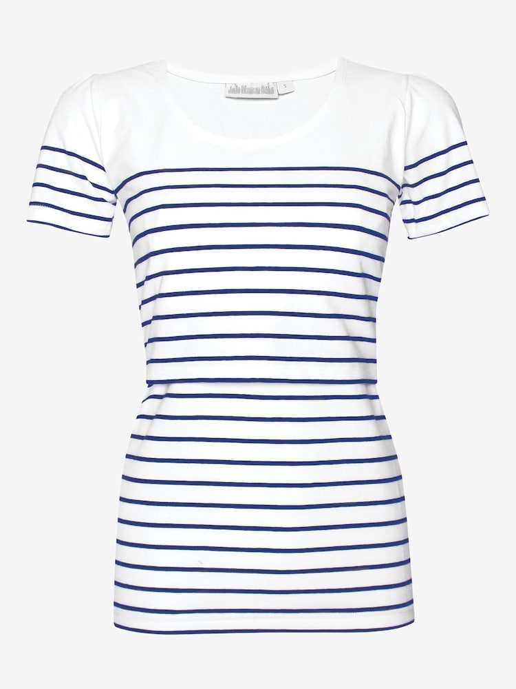 JoJo Maman Bébé White Navy Stripe Breton Stripe Nursing T-Shirt - Image 5 of 5