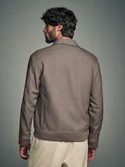 Brown Taupe Textured Blouson Jacket - Image 3 of 8