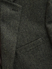 Khaki Green Regular Fit Wool Rich Herringbone Blazer - Image 6 of 9