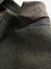 Khaki Green Regular Fit Wool Rich Herringbone Blazer - Image 9 of 9