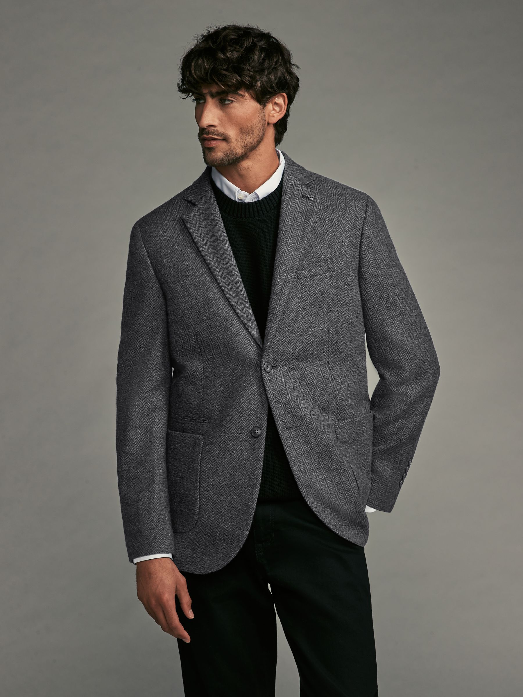 Buy Grey Regular Fit Wool Rich Herringbone Blazer from the Next UK online shop