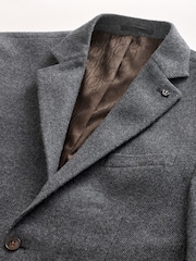 Grey Regular Fit Wool Rich Herringbone Blazer - Image 13 of 13
