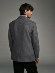 Grey Regular Fit Wool Rich Herringbone Blazer - Image 2 of 13