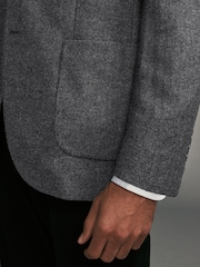 Grey Regular Fit Wool Rich Herringbone Blazer - Image 6 of 13